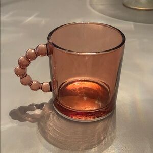 Elegant Amber Glass Mug with Beaded Handle